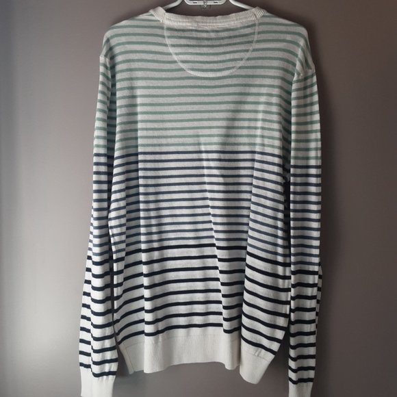 Blend Men's 100% Cotton Lightweight Crewneck Sweater, Striped White, Blue | XXL - Picture 6 of 15